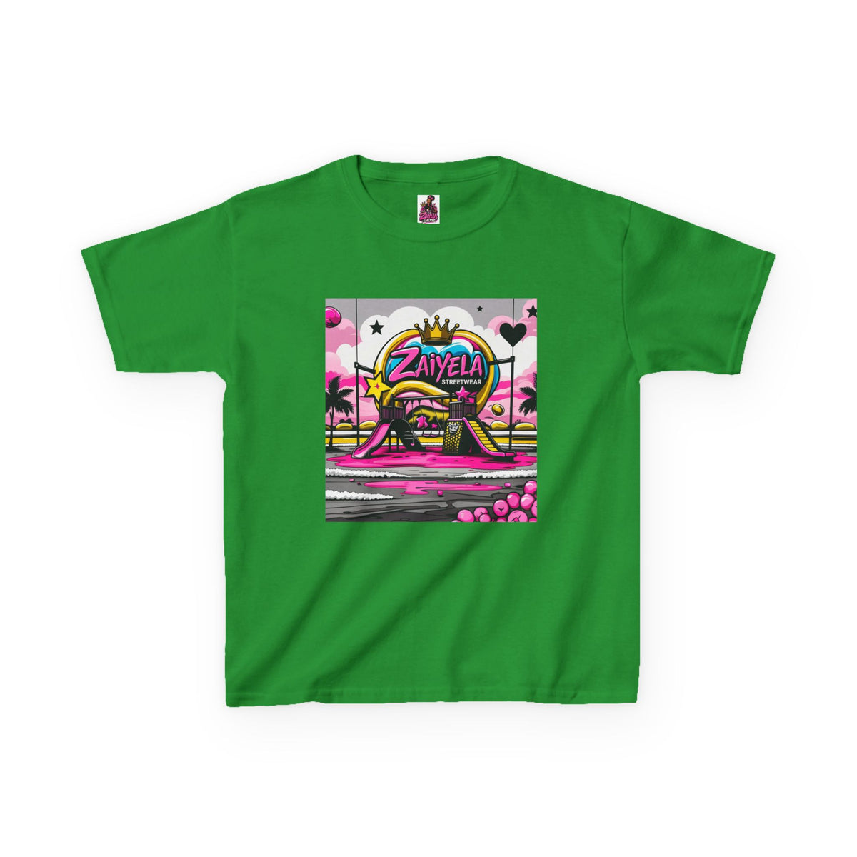 Kids T-Shirt Retro Pink Sunset Skate Monster  Zaiyela Graphic
