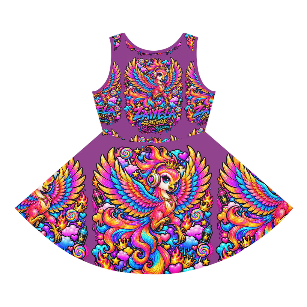 Girls Sundress — Vibrant Rainbow Phoenix Dress