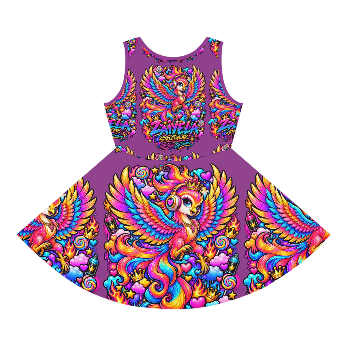 Girls Sundress — Vibrant Rainbow Phoenix Dress