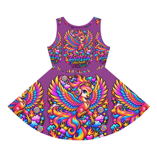 Girls Sundress — Vibrant Rainbow Phoenix Dress