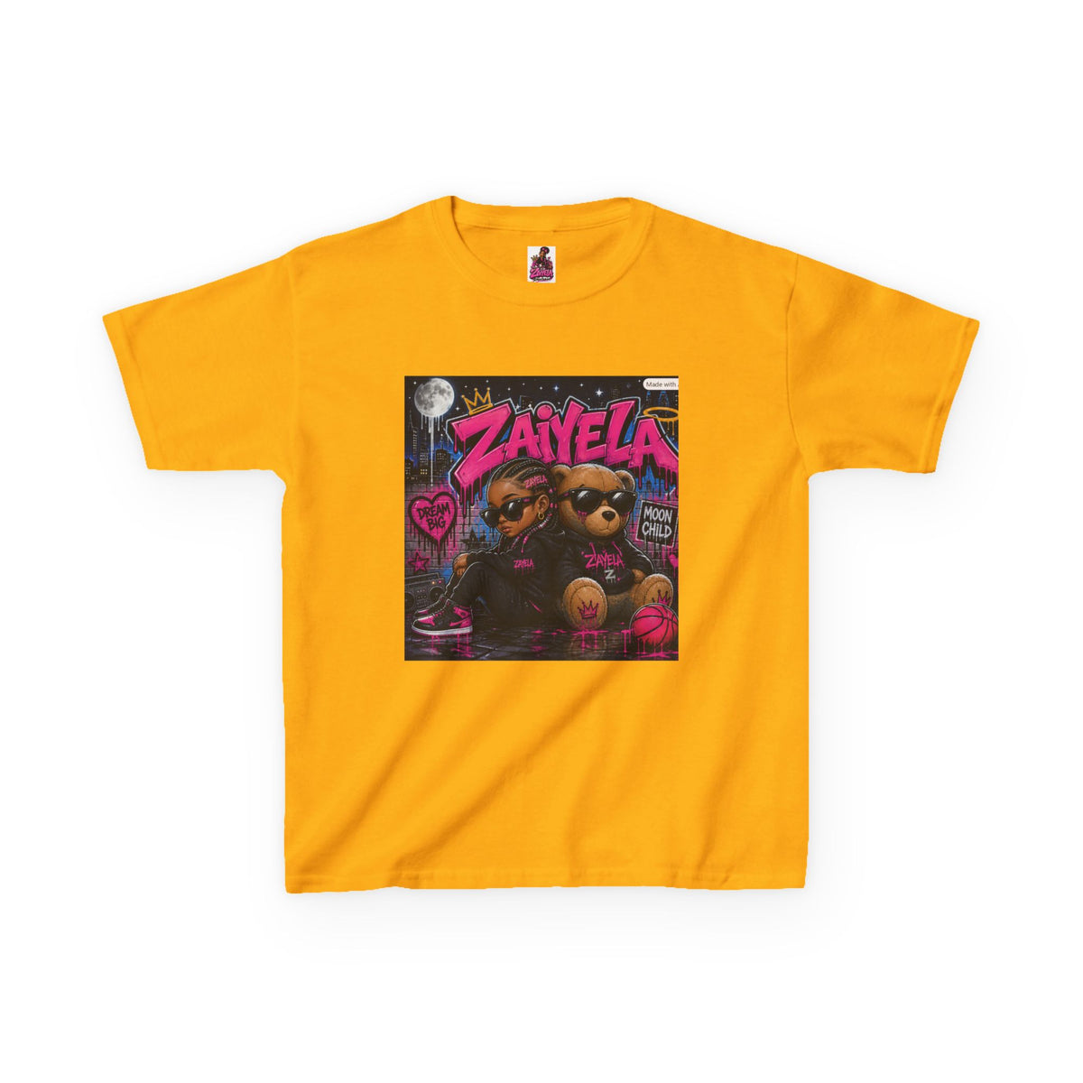 Kids Tee — "Zayiela" Cute Bear Cartoon Graphic Shirt
