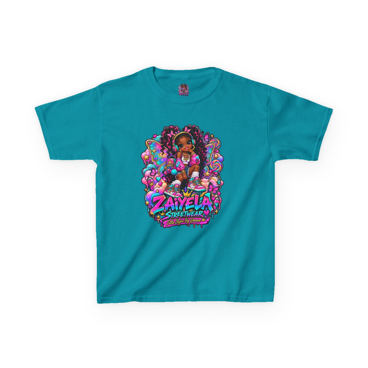 Kids T‑Shirt — Colorful Fairy Streetwear Princess Cartoon Girl Graphic Shirt for Kids