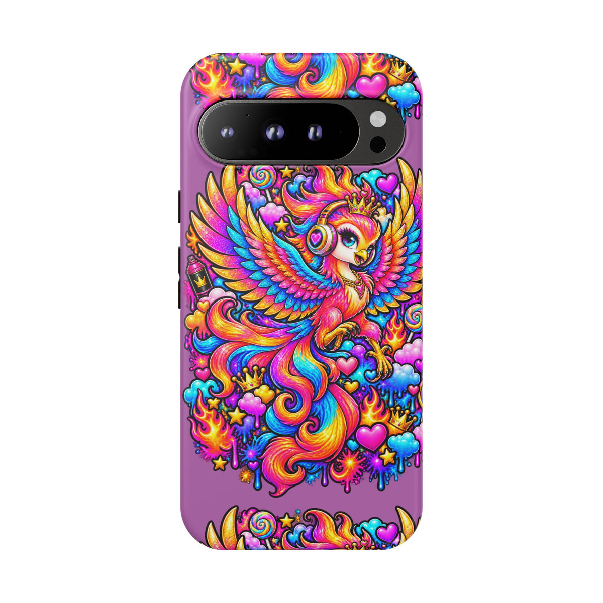 Phone Case — Vibrant Rainbow Phoenix with Headphones