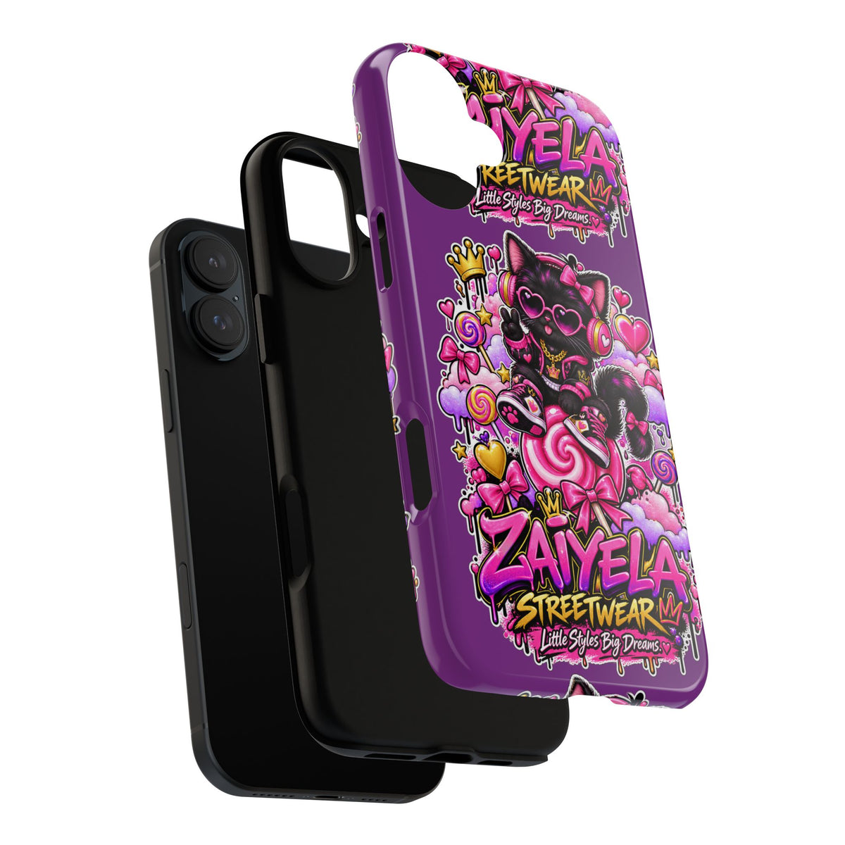 Cute Black Cat Candy Phone Case — Zaiyela Streetwear Magical Kitty