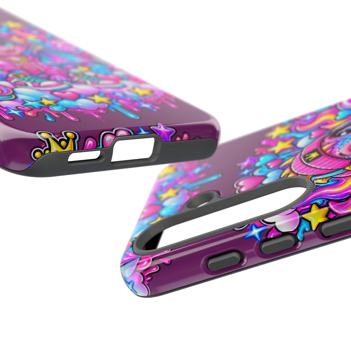 Cute Dragon Phone Case Purple Heart Crown Design