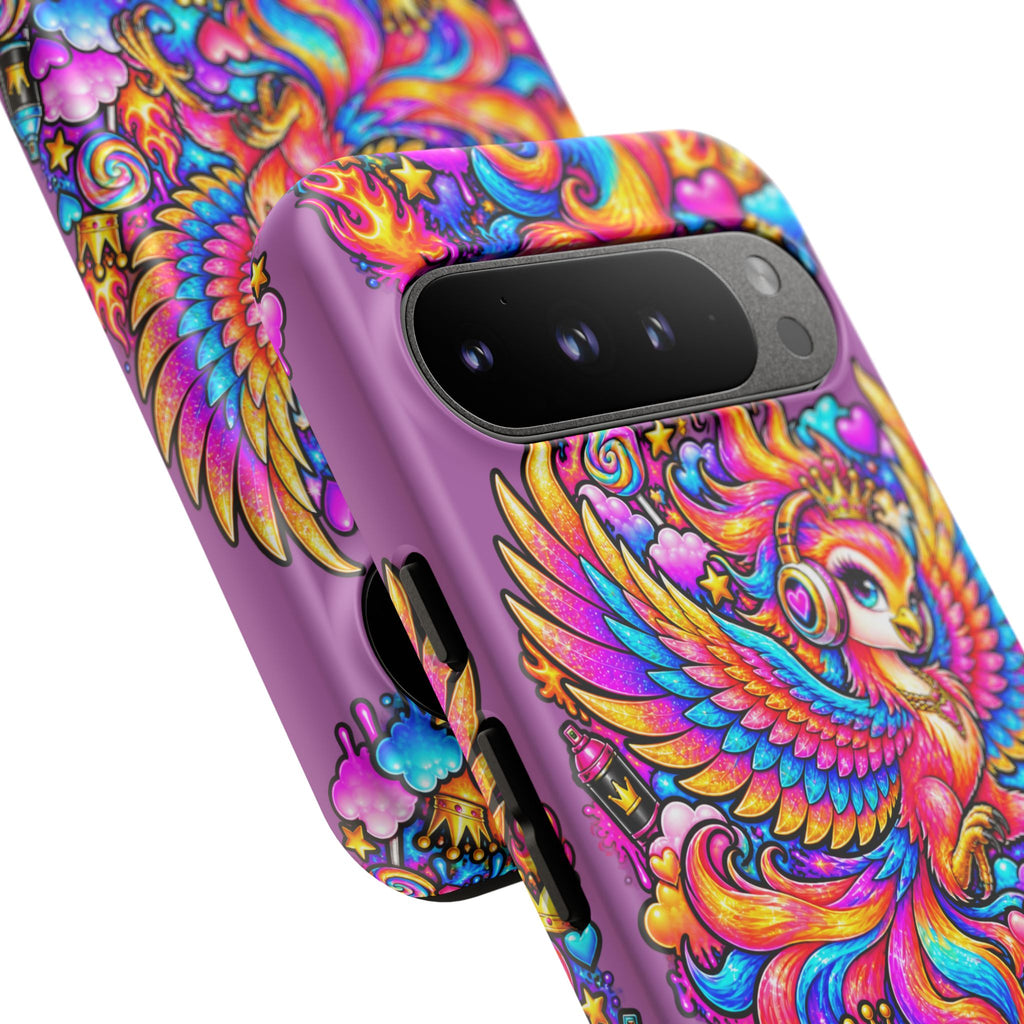 Phone Case — Vibrant Rainbow Phoenix with Headphones