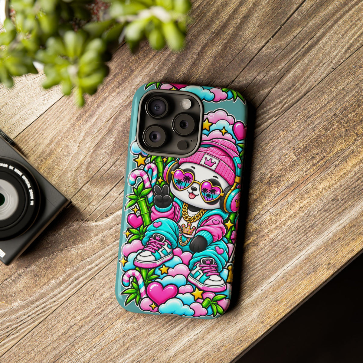 Cute Panda Phone Case Glam Panda Tropical Design