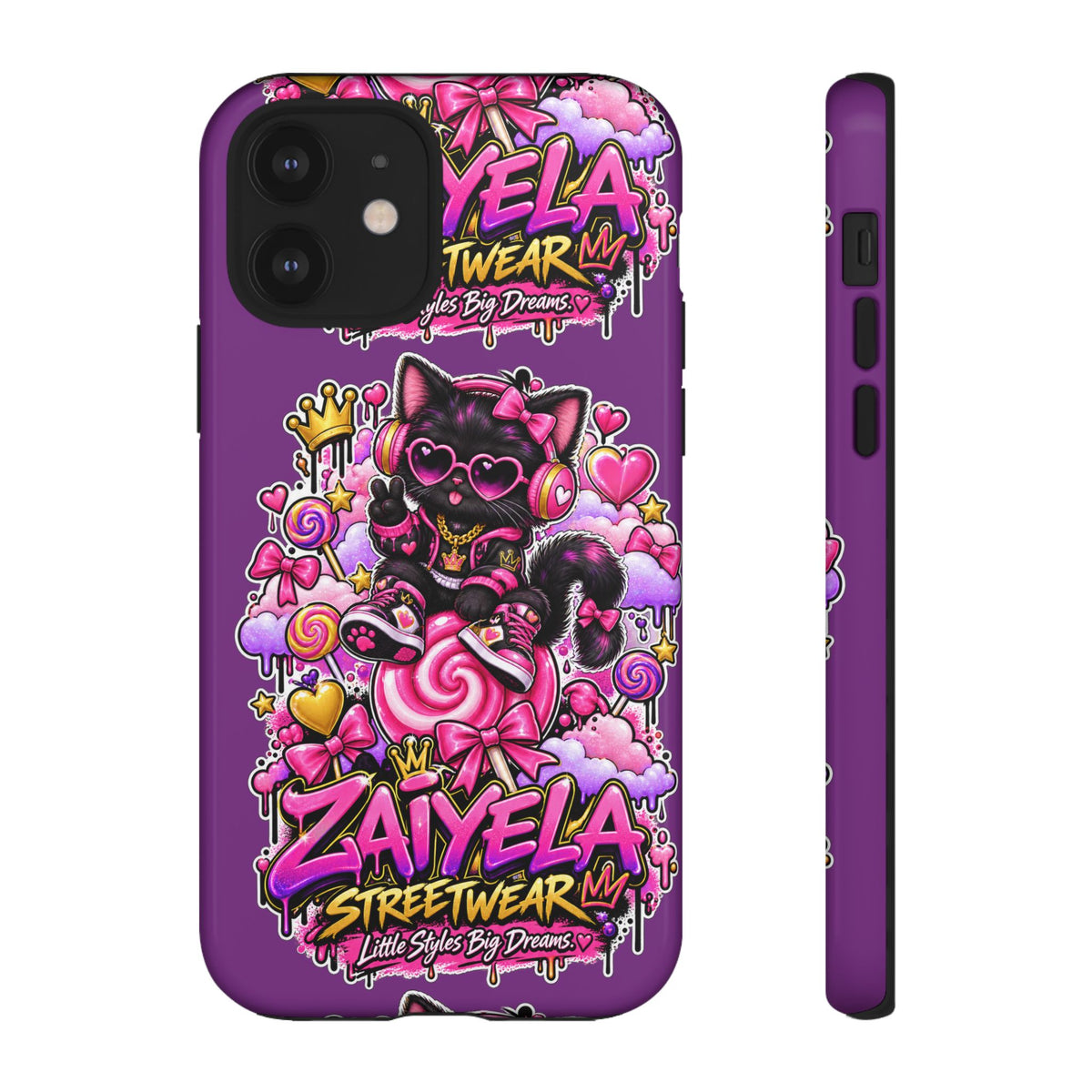 Cute Black Cat Candy Phone Case — Zaiyela Streetwear Magical Kitty