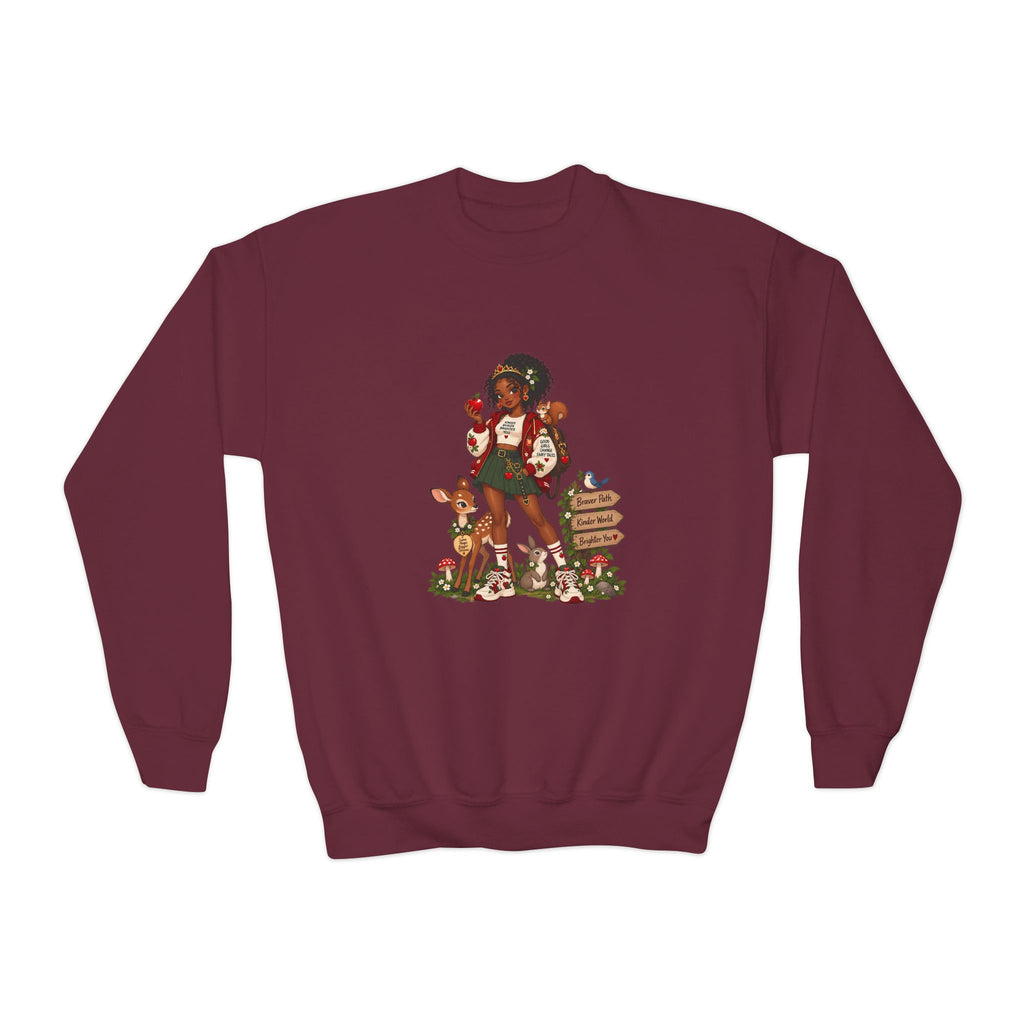 Youth Crewneck Sweatshirt — Vintage Woodland Fairy Tale Kids Pullover