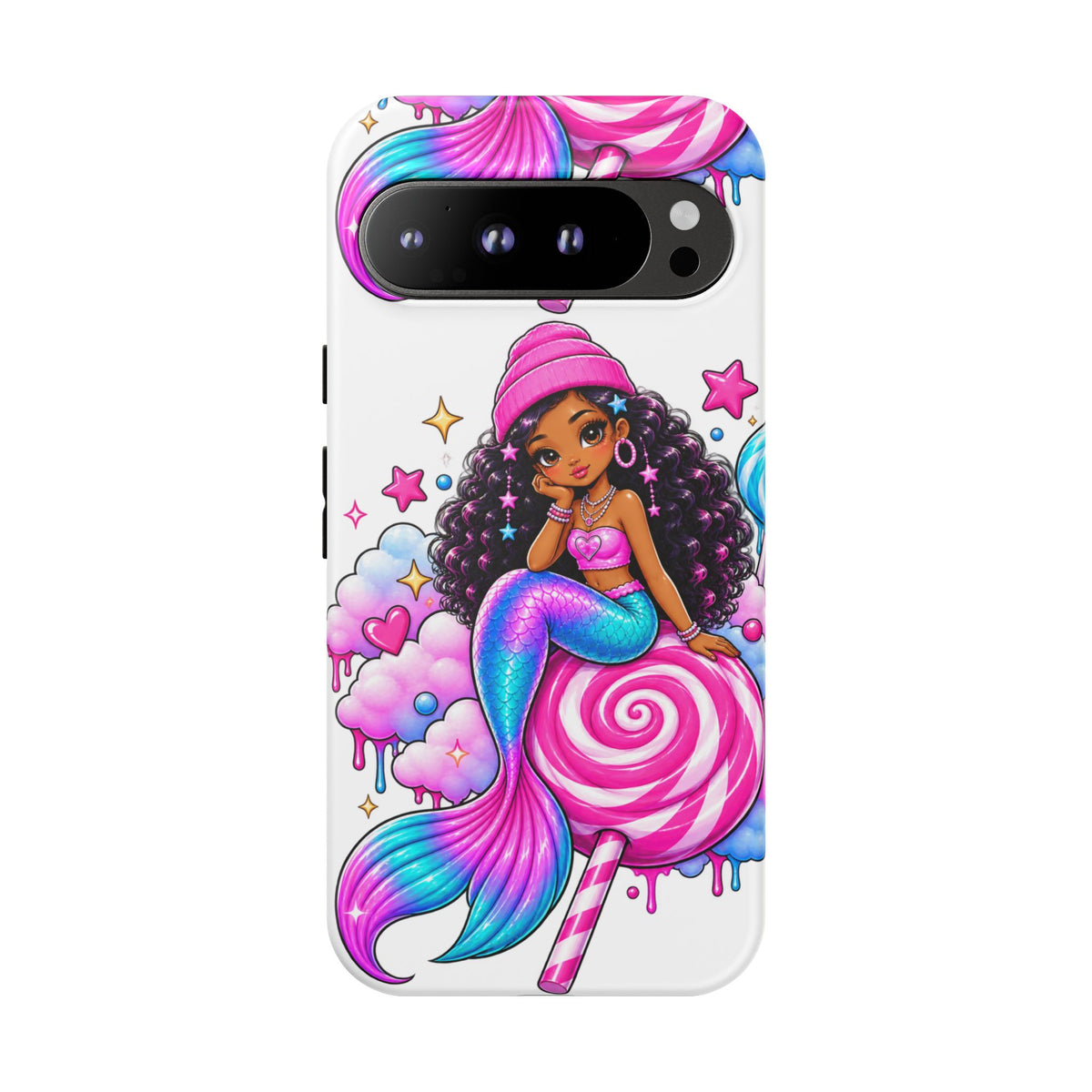 Cute Mermaid Candy Phone Case  Pink Lollipop Fantasy Tough Case