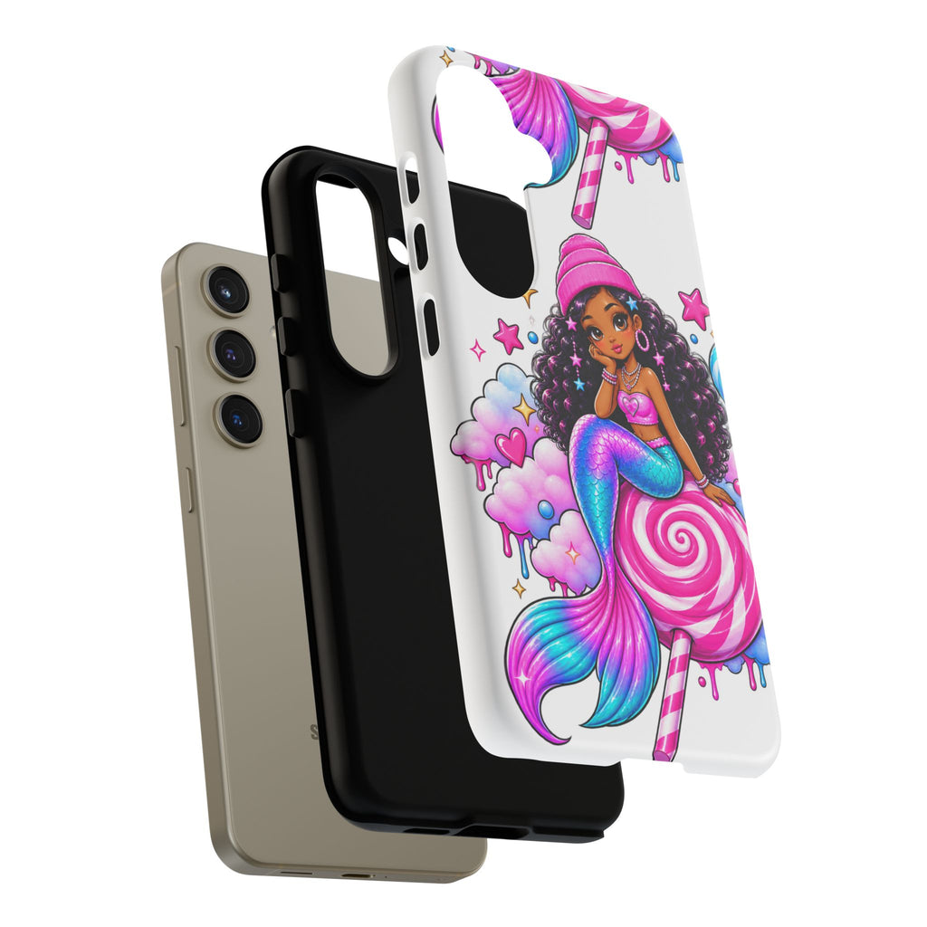 Cute Mermaid Candy Phone Case  Pink Lollipop Fantasy Tough Case
