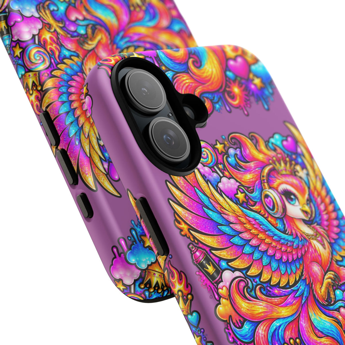 Phone Case — Vibrant Rainbow Phoenix with Headphones