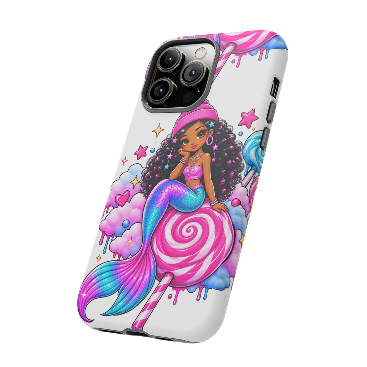 Cute Mermaid Candy Phone Case  Pink Lollipop Fantasy Tough Case