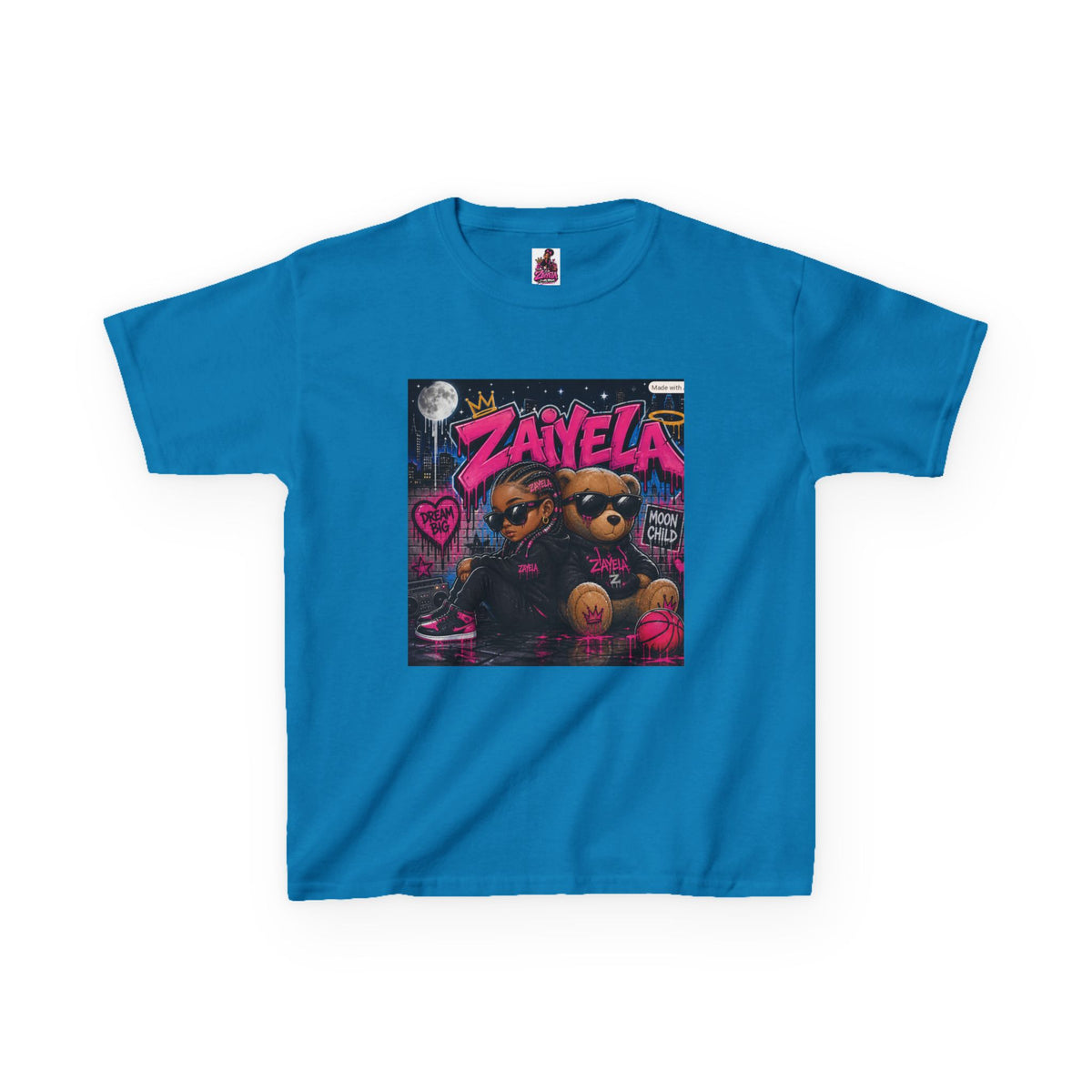 Kids Tee — "Zayiela" Cute Bear Cartoon Graphic Shirt