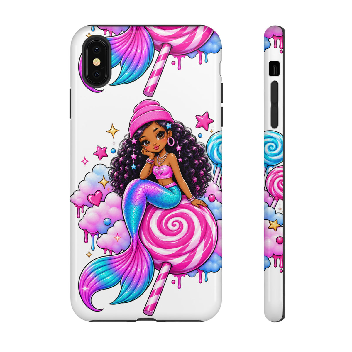 Cute Mermaid Candy Phone Case  Pink Lollipop Fantasy Tough Case