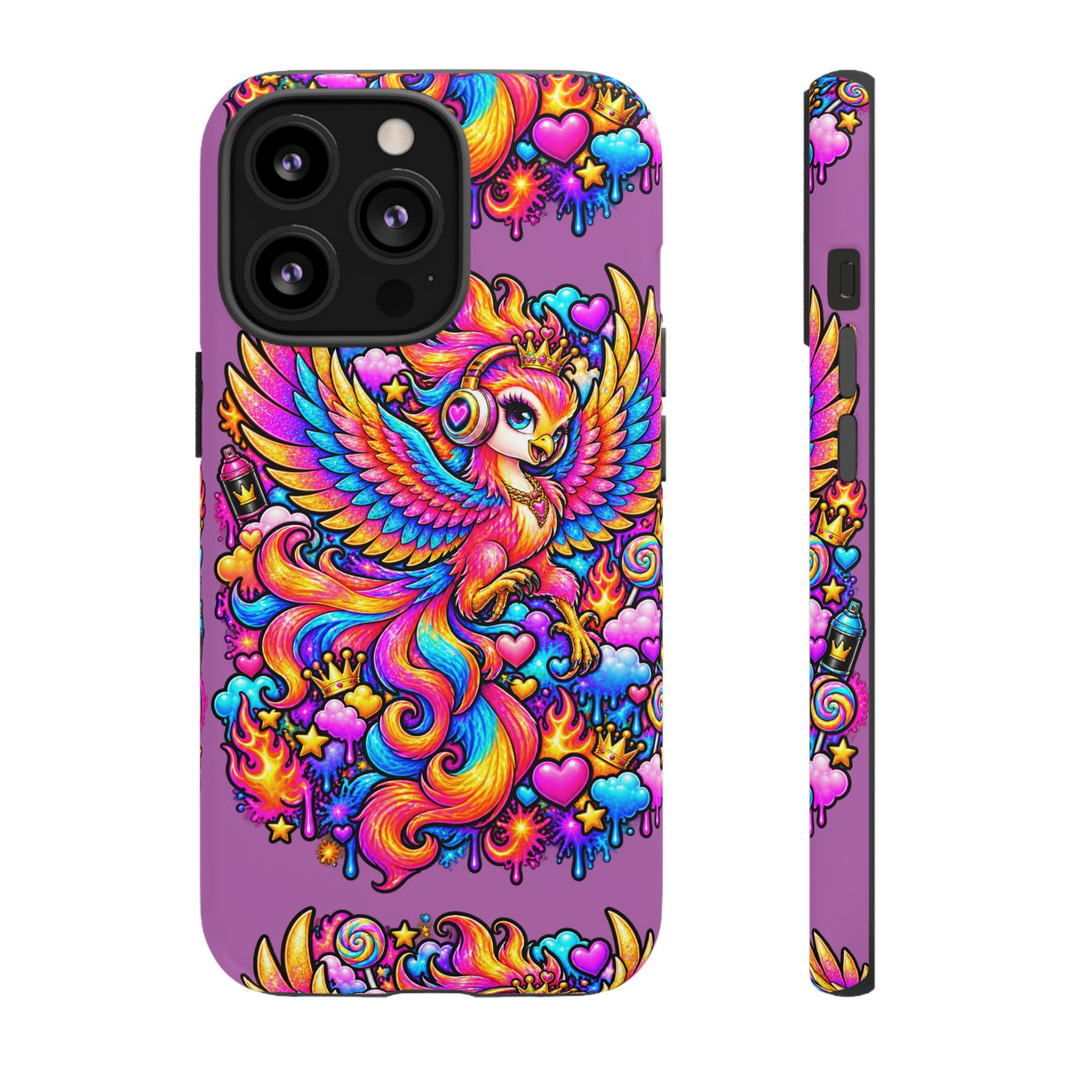 Phone Case — Vibrant Rainbow Phoenix with Headphones