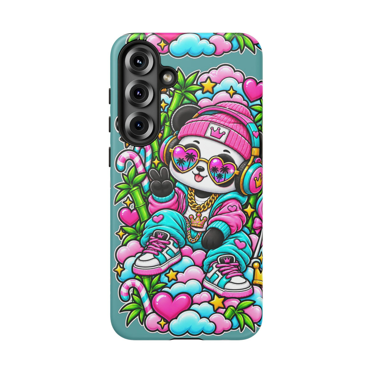 Cute Panda Phone Case Glam Panda Tropical Design