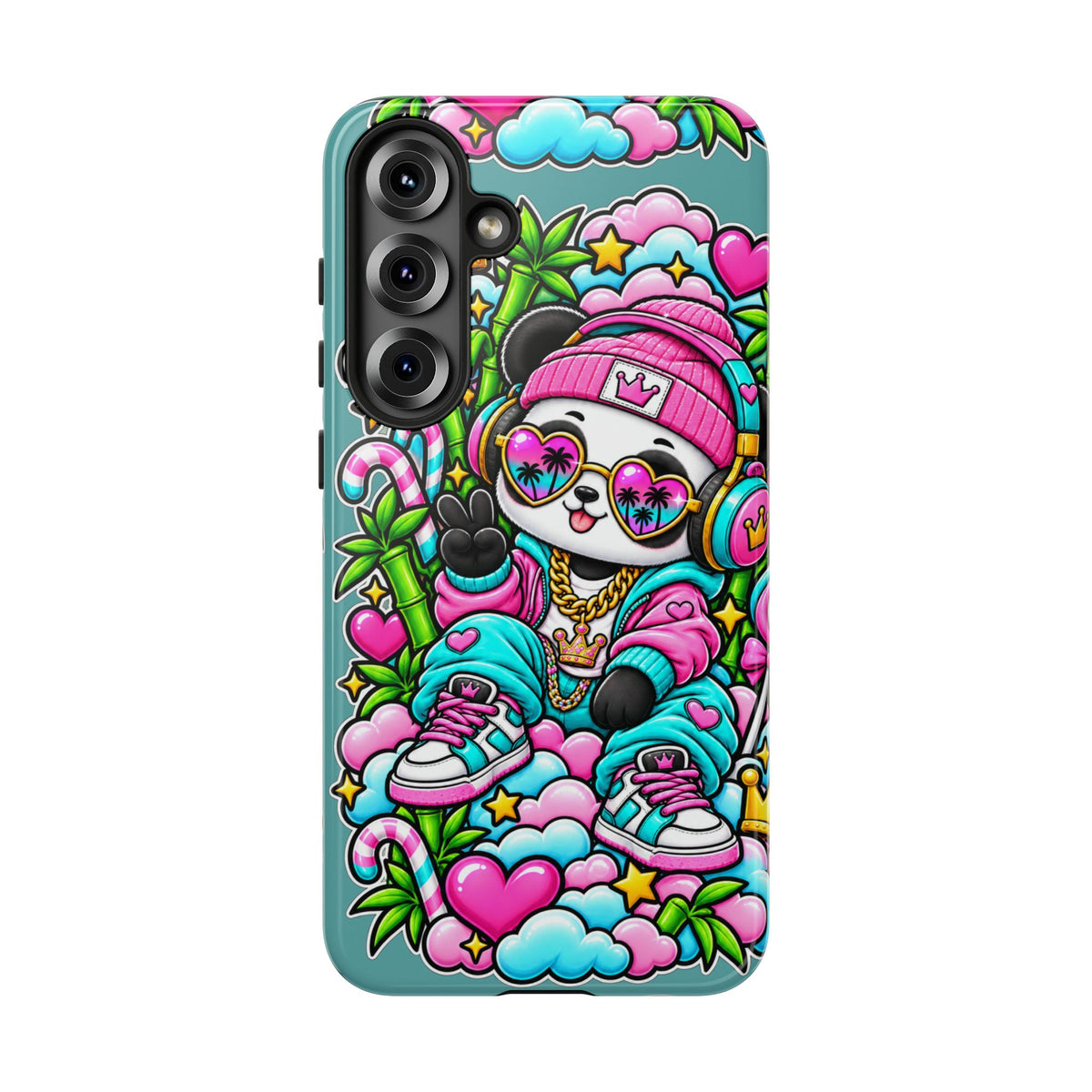 Cute Panda Phone Case Glam Panda Tropical Design