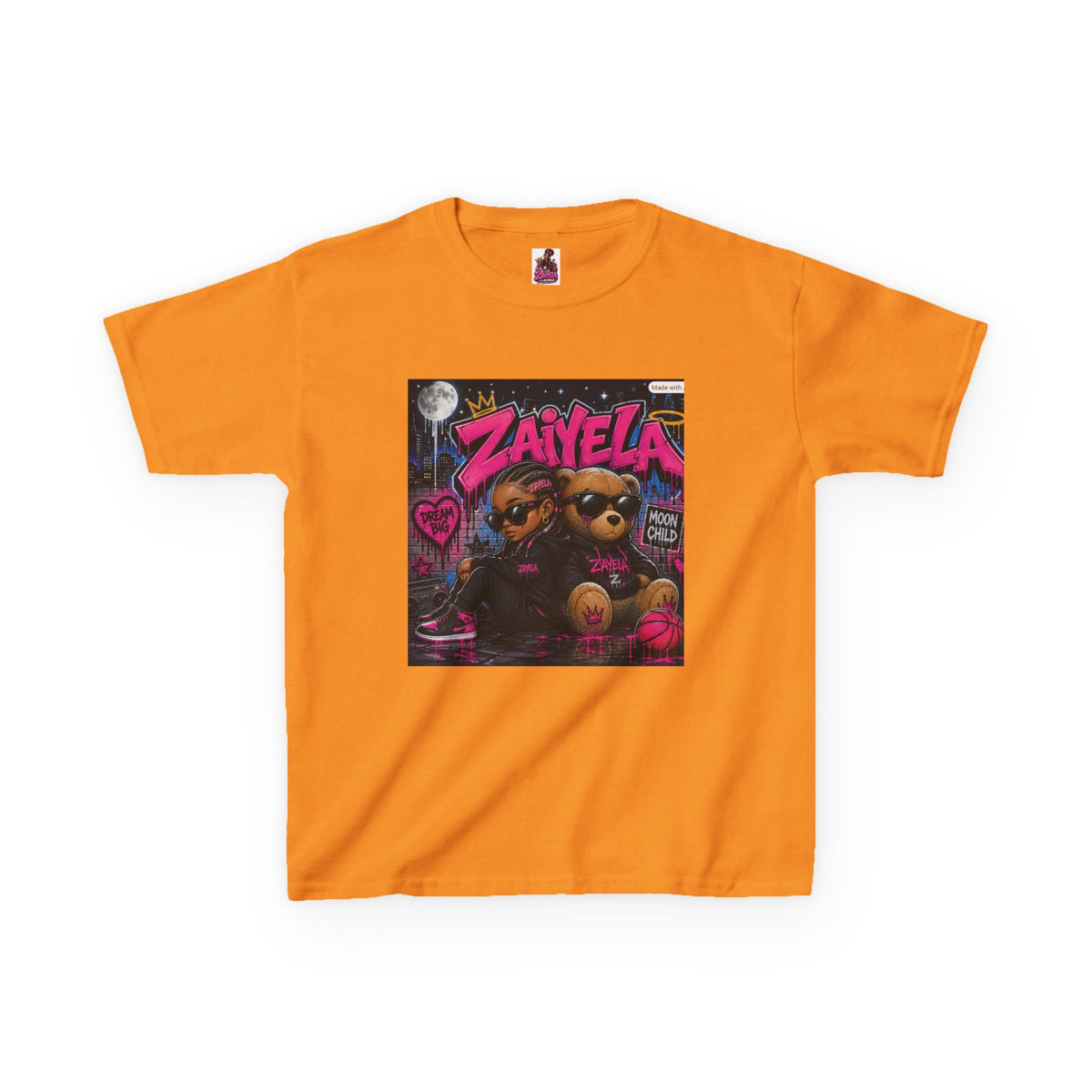 Kids Tee — "Zayiela" Cute Bear Cartoon Graphic Shirt