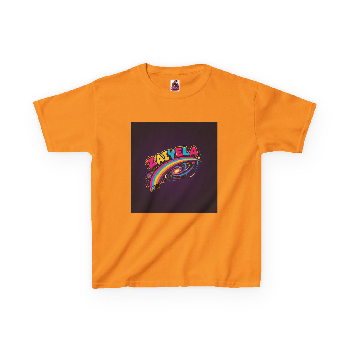 Kids T‑Shirt Colorful Rainbow Galaxy Name Zaiyela Graphic