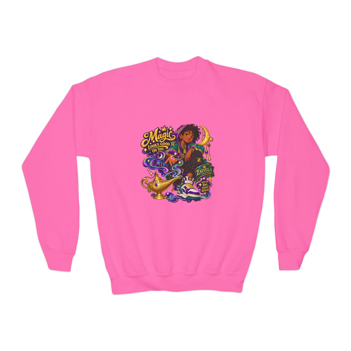 Dream Big Youth Crewneck Sweatshirt — Magic Follows You Graphic