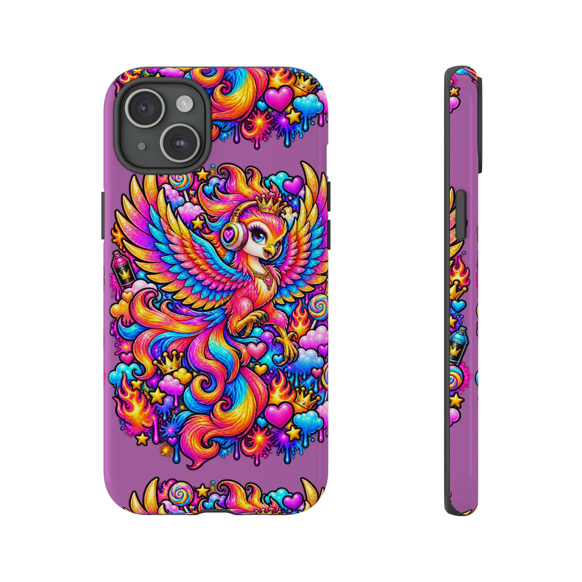 Phone Case — Vibrant Rainbow Phoenix with Headphones
