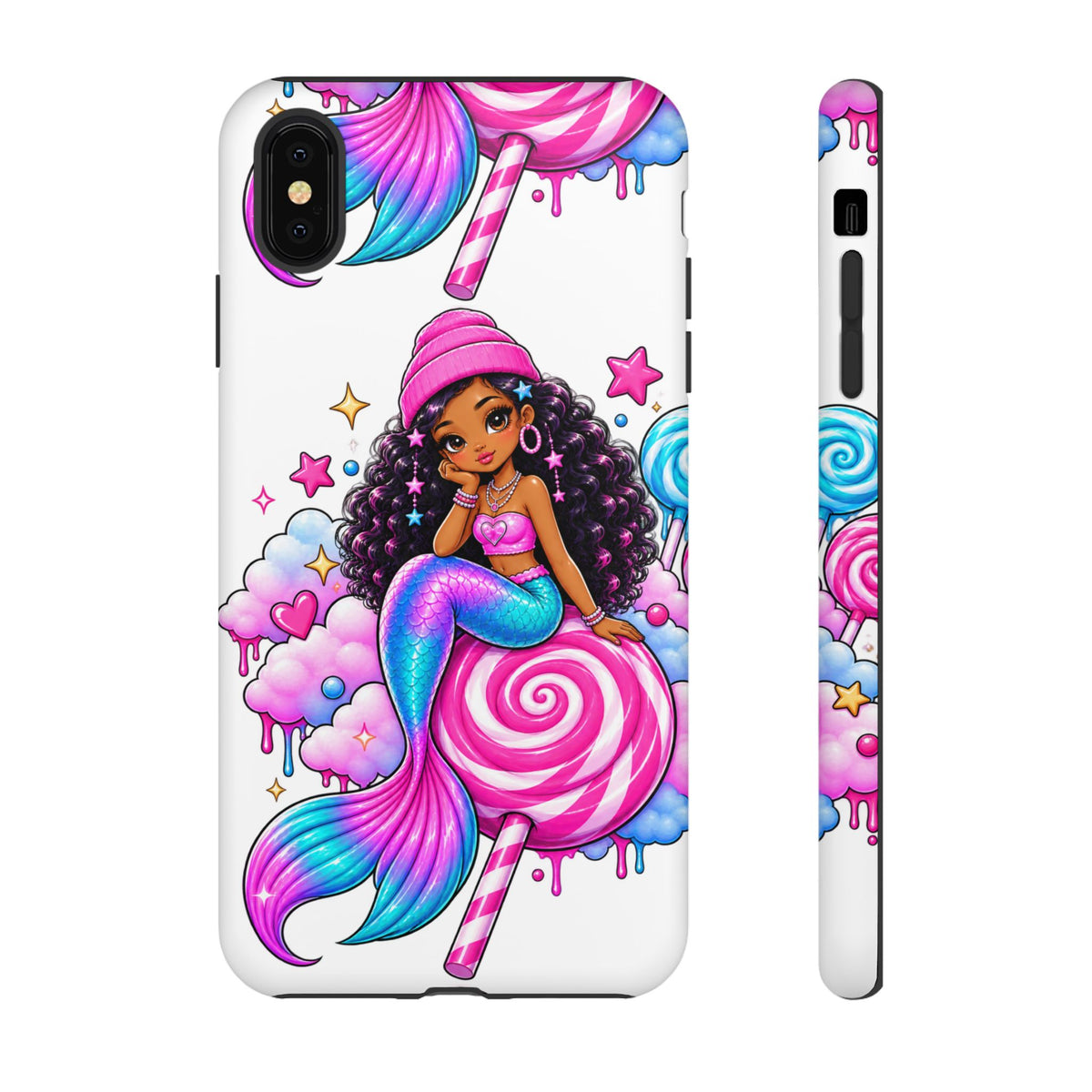 Cute Mermaid Candy Phone Case  Pink Lollipop Fantasy Tough Case