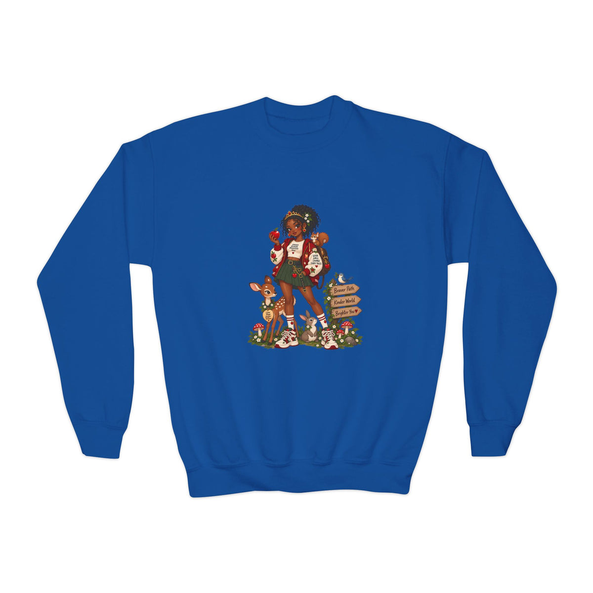 Youth Crewneck Sweatshirt — Vintage Woodland Fairy Tale Kids Pullover