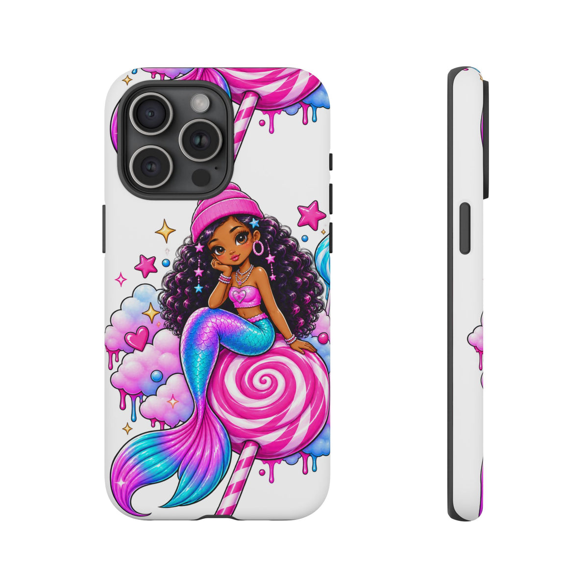 Cute Mermaid Candy Phone Case  Pink Lollipop Fantasy Tough Case