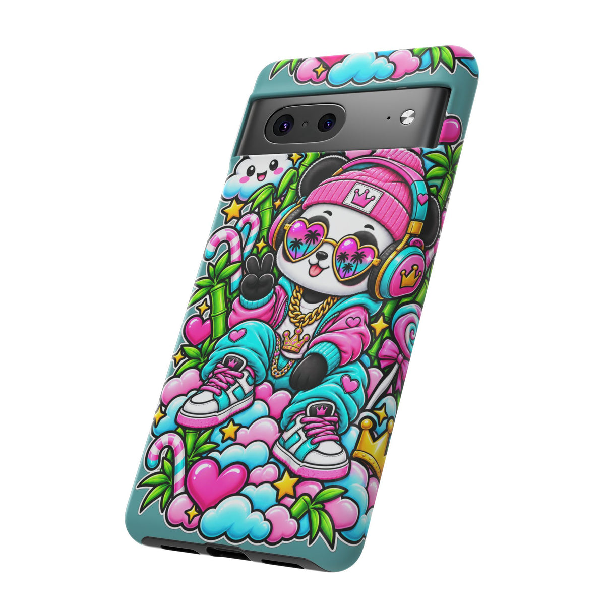 Cute Panda Phone Case Glam Panda Tropical Design