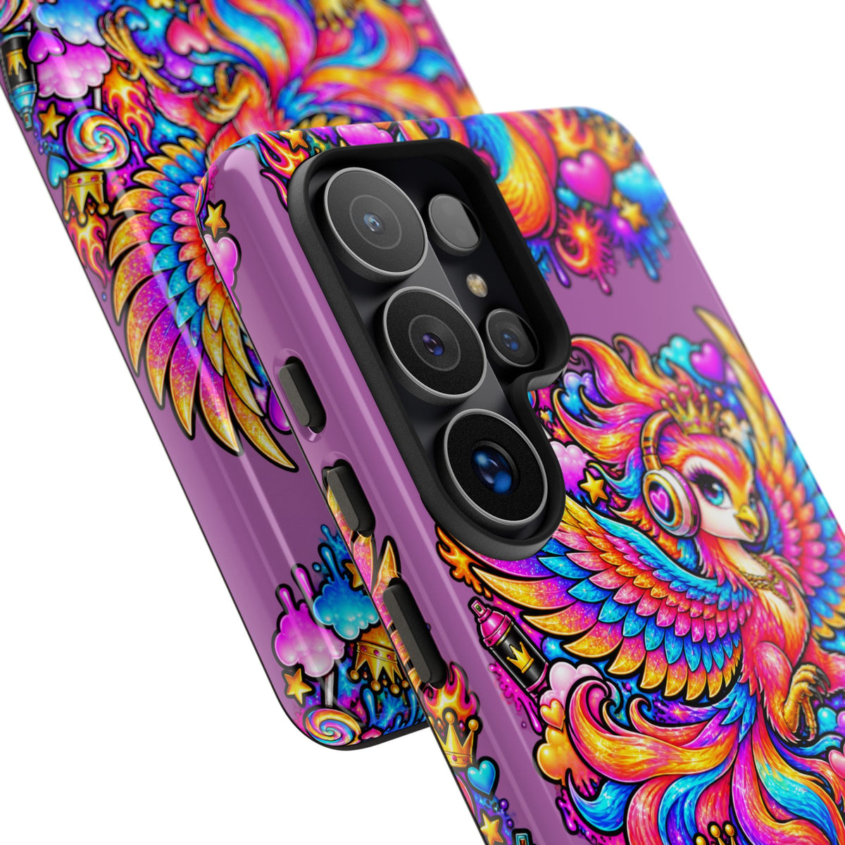 Phone Case — Vibrant Rainbow Phoenix with Headphones