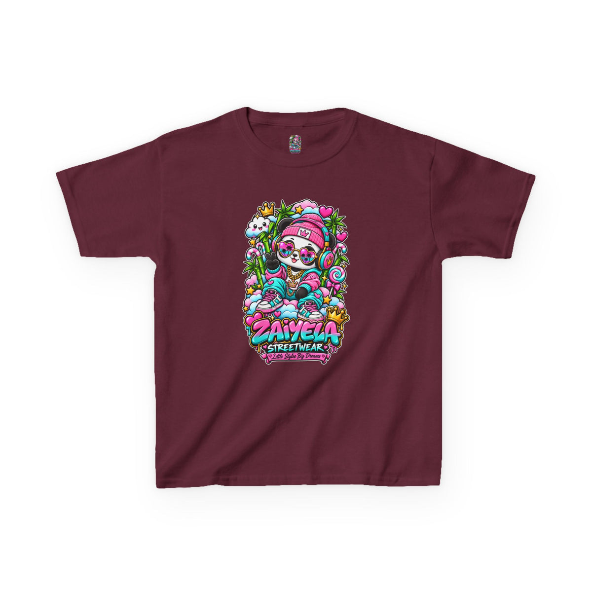 Kids T-Shirt Colorful Glam Panda Graphic Tee