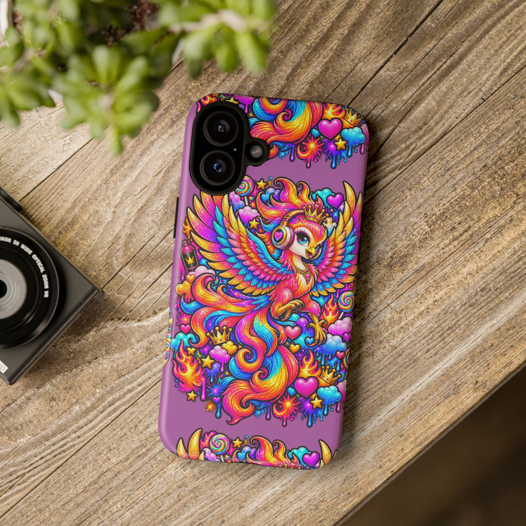 Phone Case — Vibrant Rainbow Phoenix with Headphones