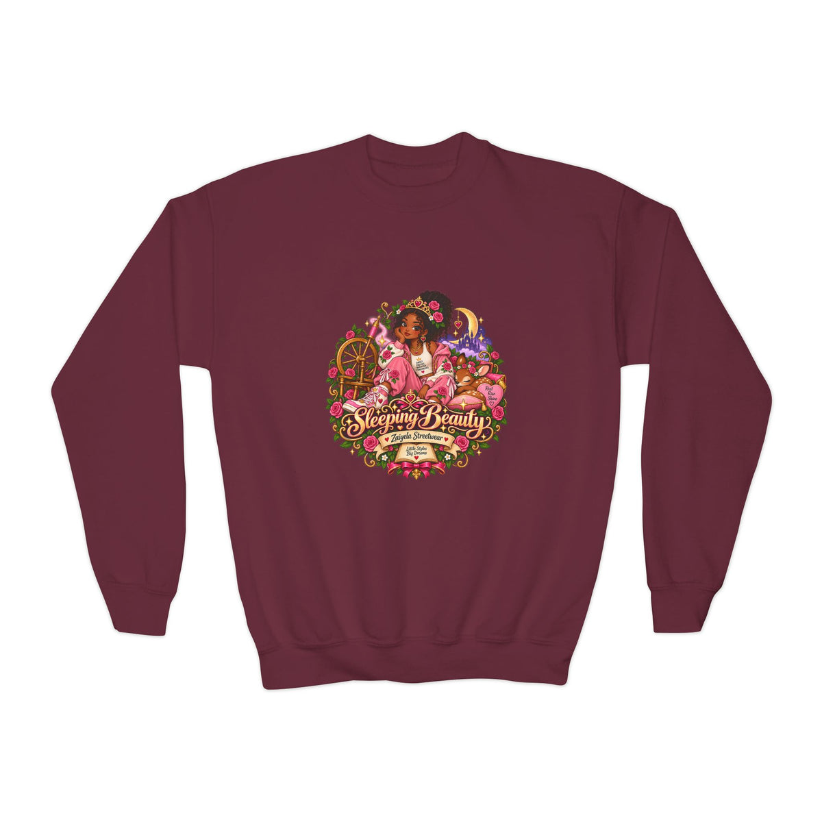 Youth Crewneck Sweatshirt Everyone Beautiful Floral Portrait Graphic