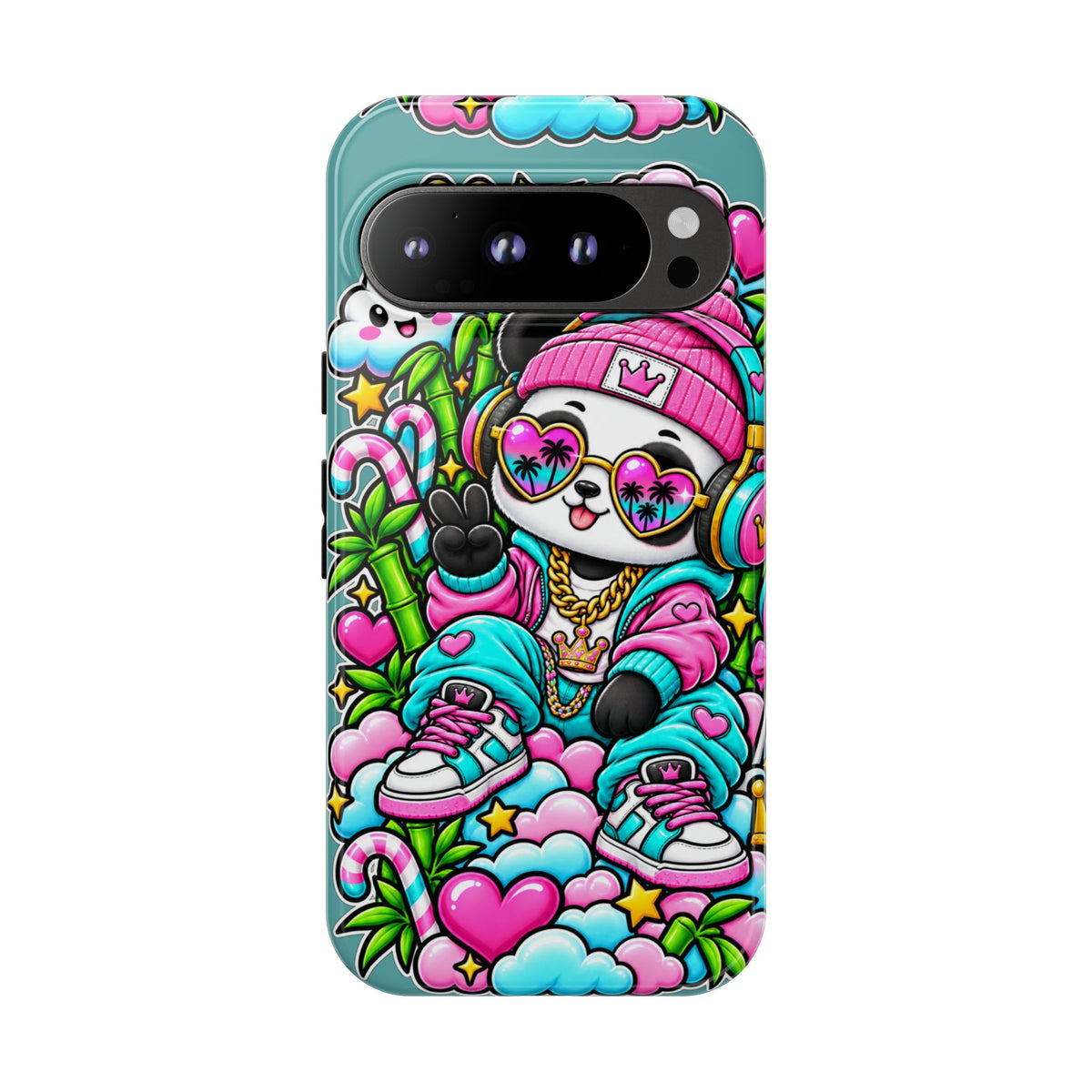 Cute Panda Phone Case Glam Panda Tropical Design