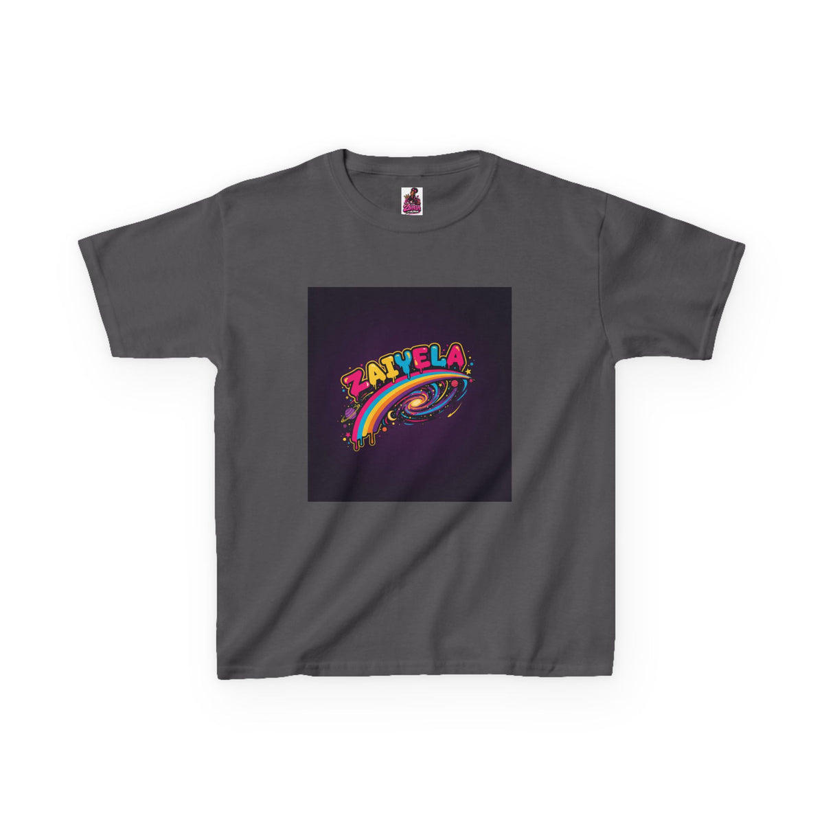 Kids T‑Shirt Colorful Rainbow Galaxy Name Zaiyela Graphic
