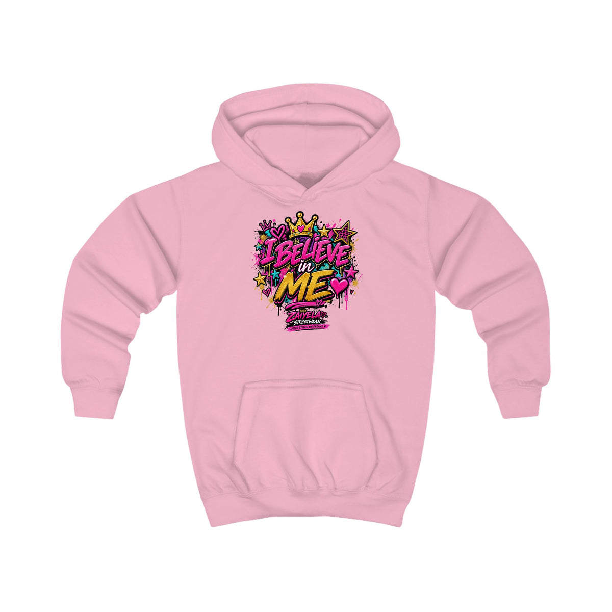 Kids Hoodie  Believe Me Graffiti Crown Design
