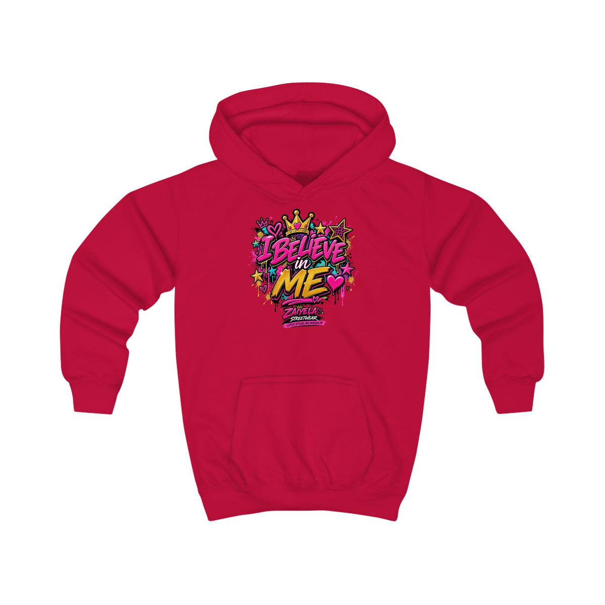 Kids Hoodie  Believe Me Graffiti Crown Design