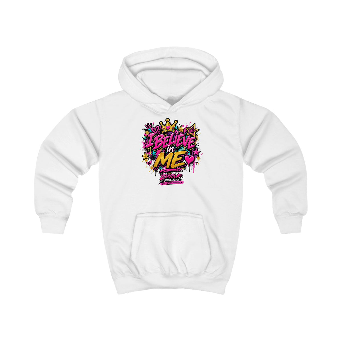 Kids Hoodie  Believe Me Graffiti Crown Design