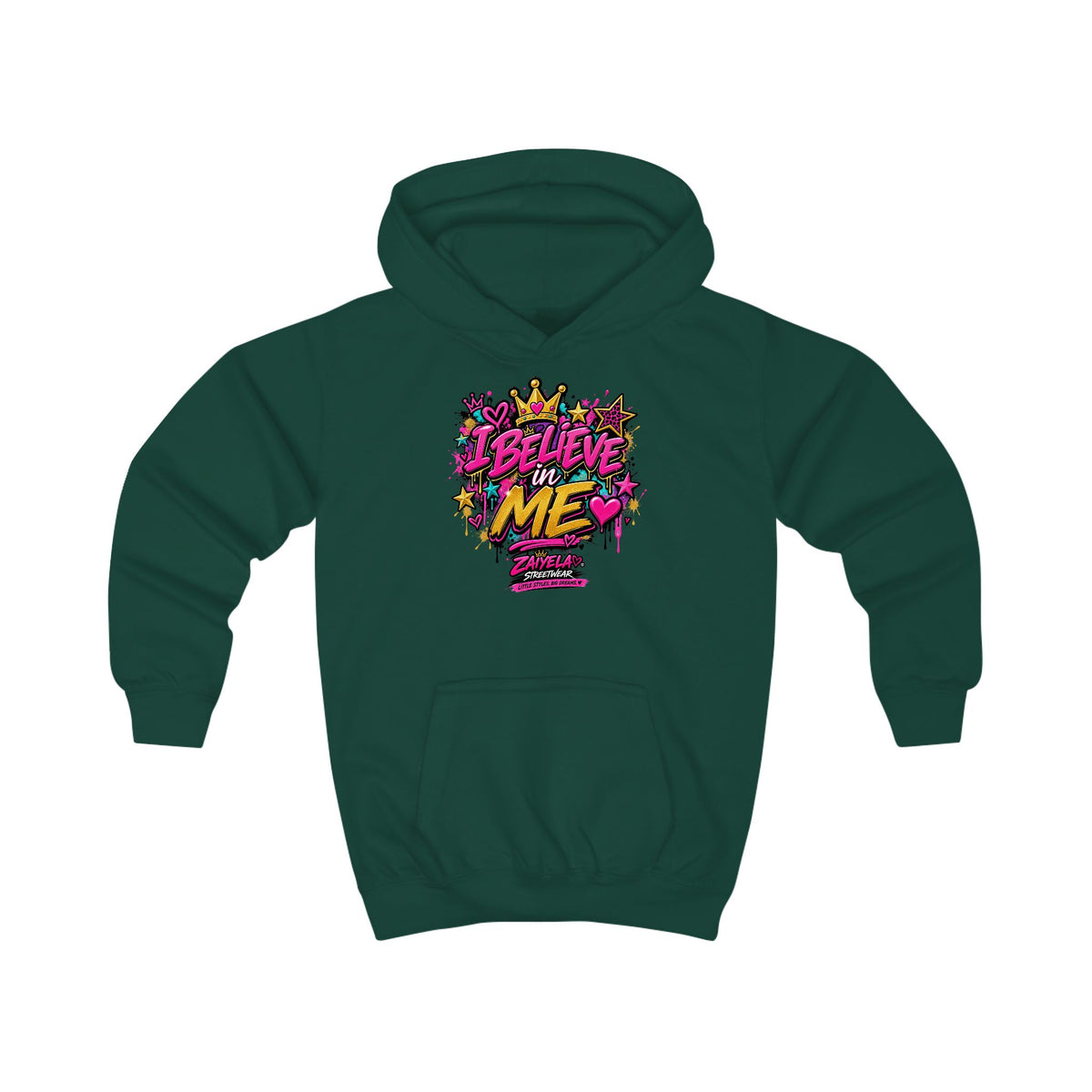 Kids Hoodie  Believe Me Graffiti Crown Design