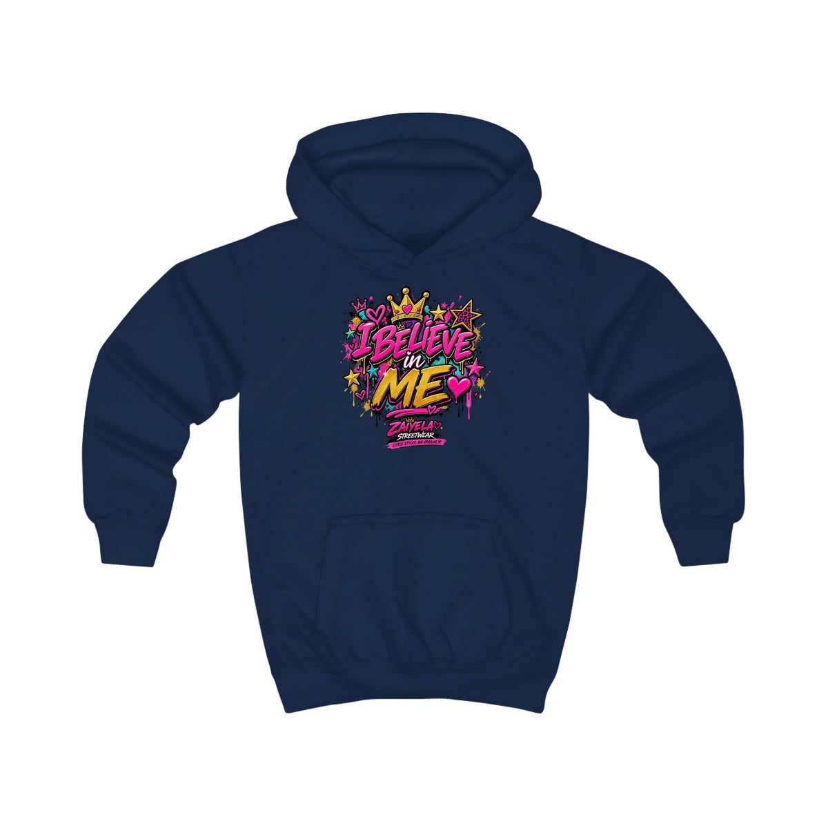 Kids Hoodie  Believe Me Graffiti Crown Design