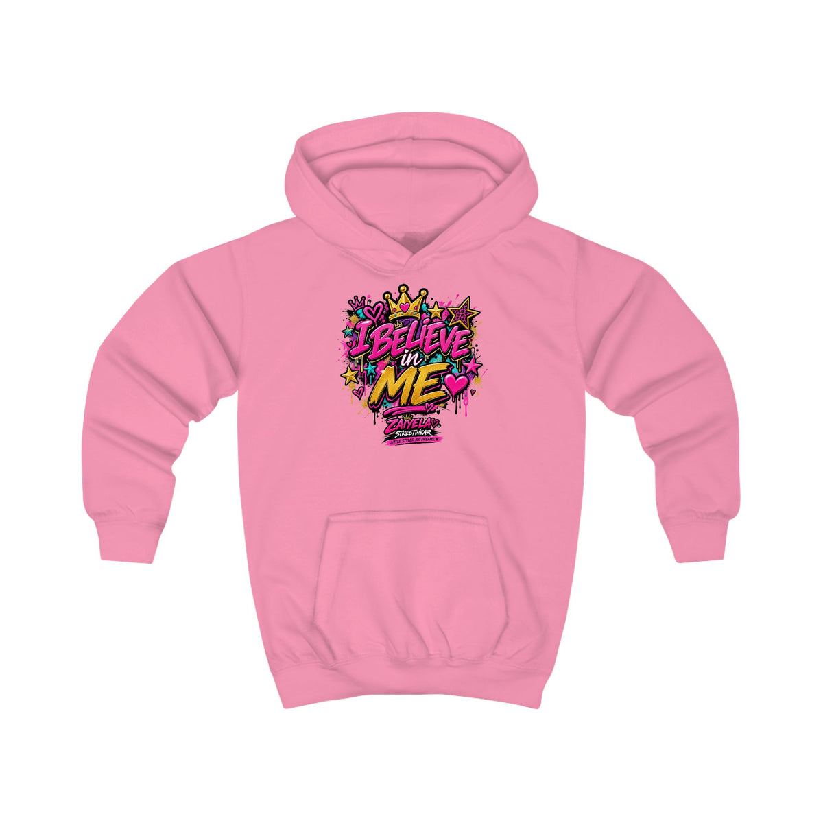 Kids Hoodie  Believe Me Graffiti Crown Design