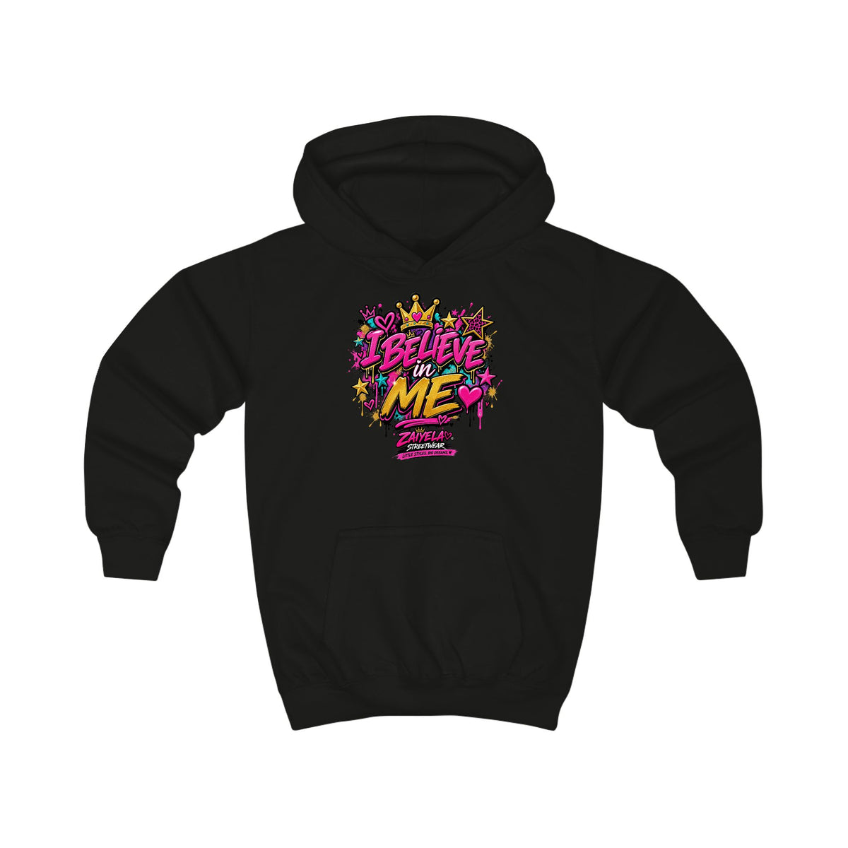 Kids Hoodie  Believe Me Graffiti Crown Design