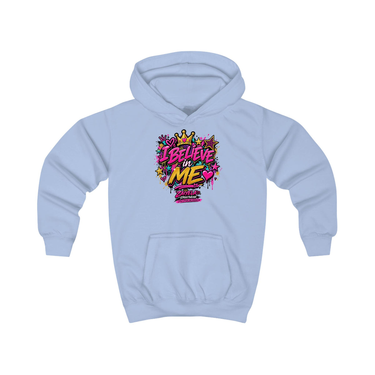 Kids Hoodie  Believe Me Graffiti Crown Design