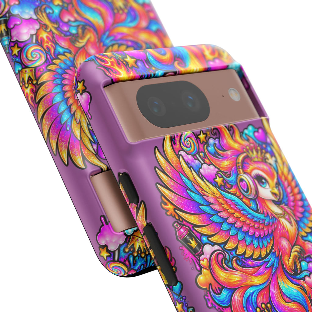 Phone Case — Vibrant Rainbow Phoenix with Headphones