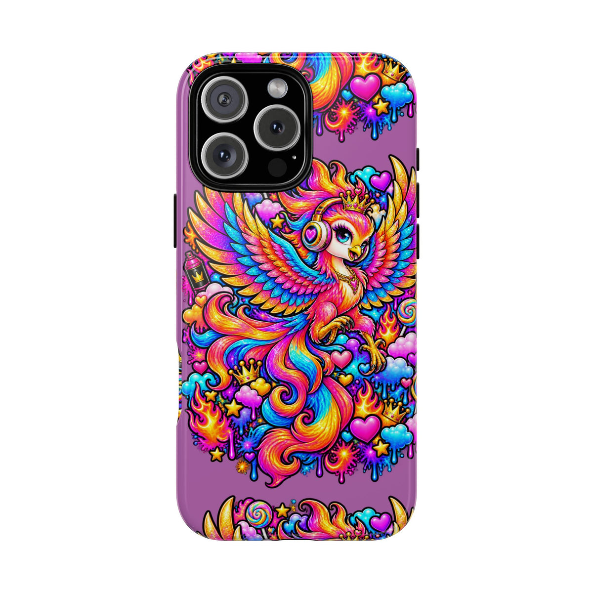 Phone Case — Vibrant Rainbow Phoenix with Headphones