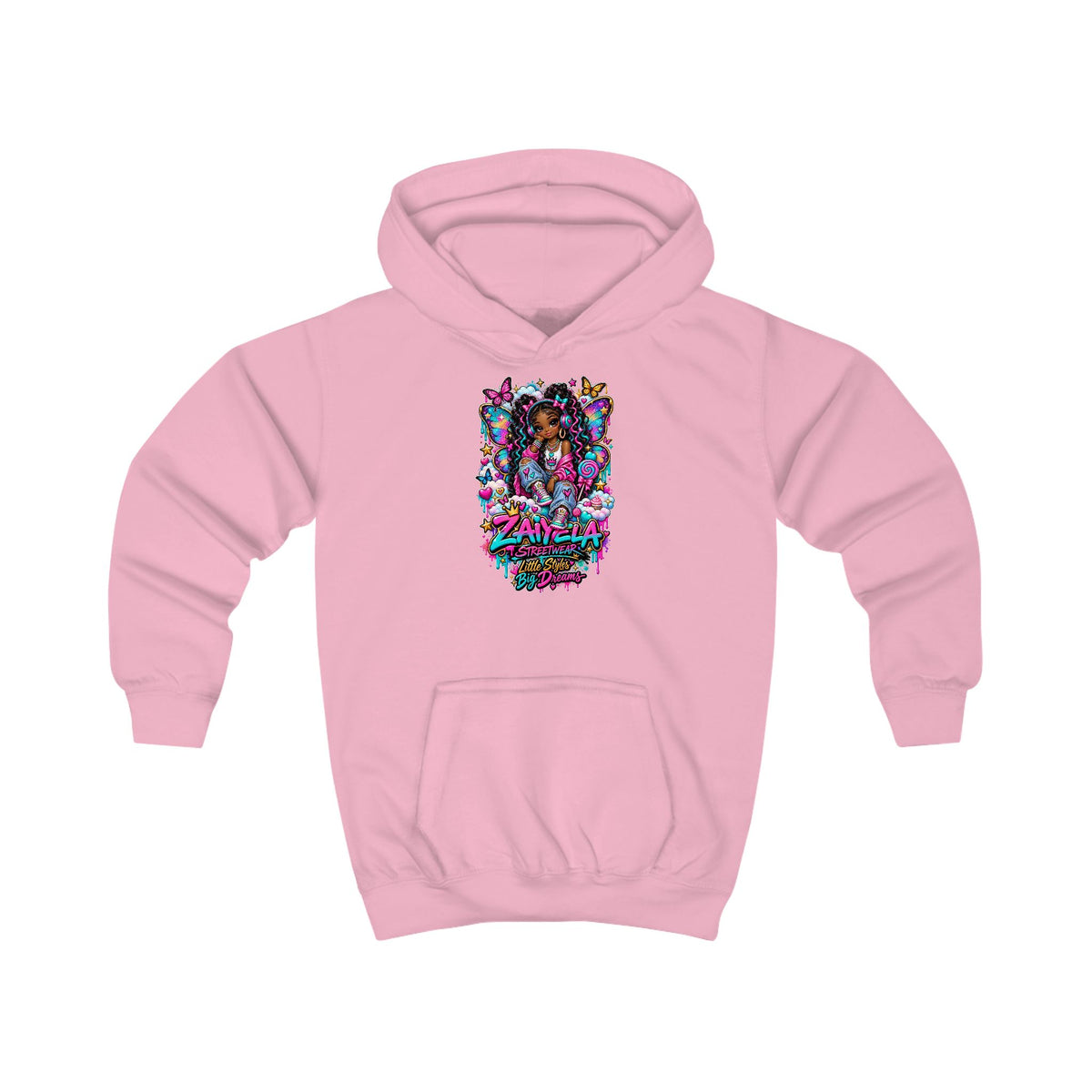 Kids Hoodie - Zayvella Streetwear Colorful Crown Logo Sweatshirt Butterfly