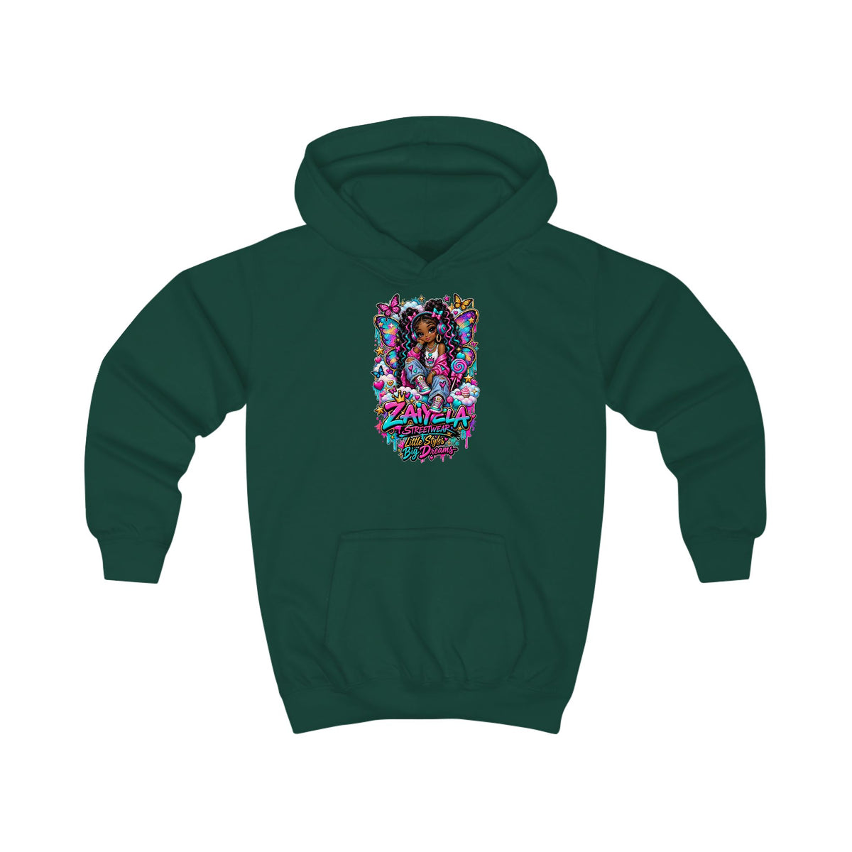 Kids Hoodie - Zayvella Streetwear Colorful Crown Logo Sweatshirt Butterfly