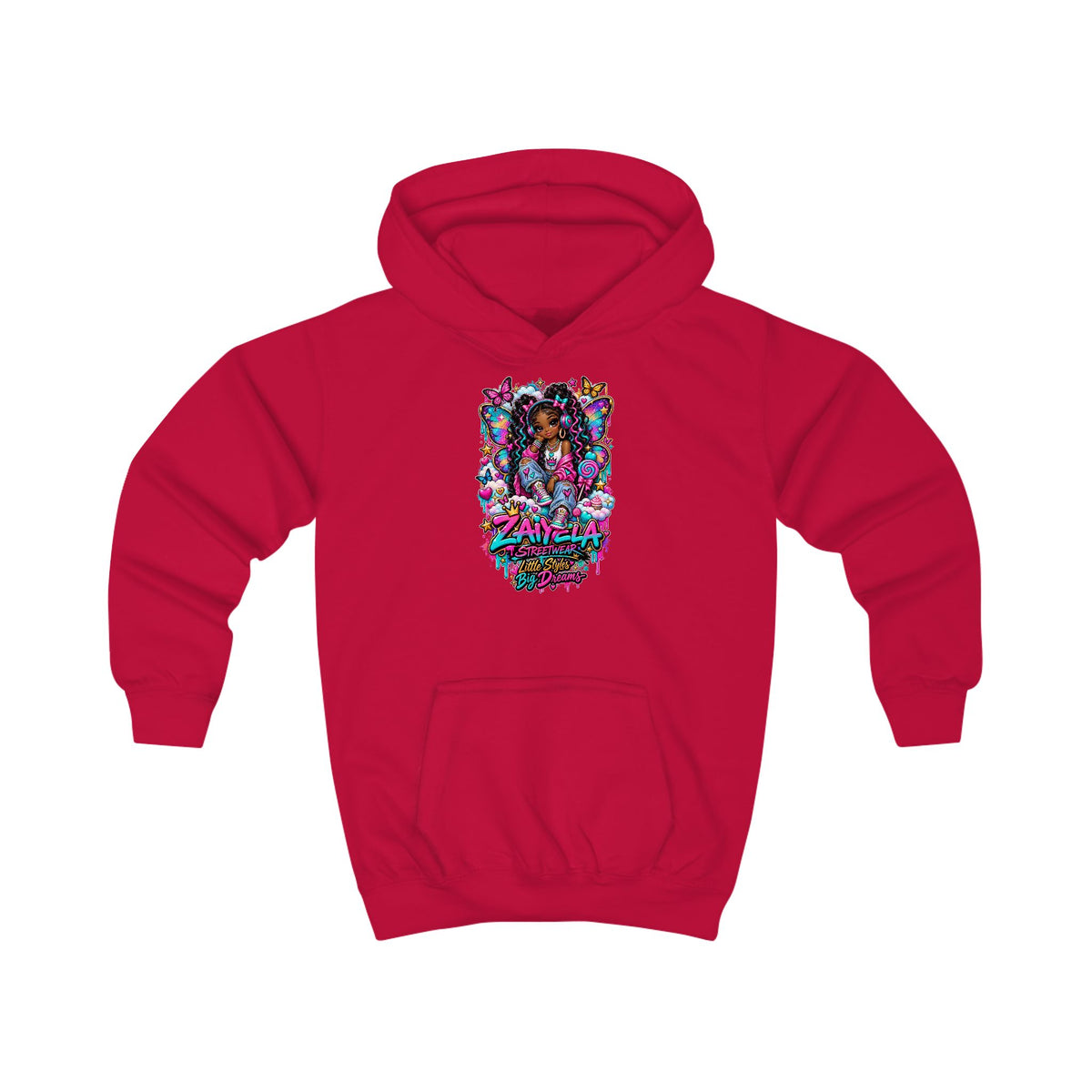 Kids Hoodie - Zayvella Streetwear Colorful Crown Logo Sweatshirt Butterfly