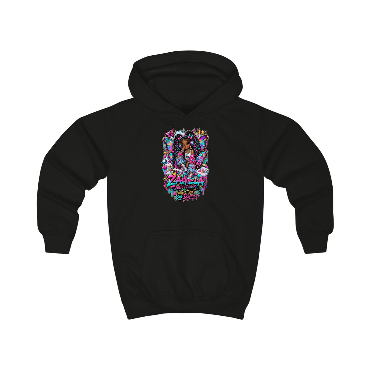 Kids Hoodie - Zayvella Streetwear Colorful Crown Logo Sweatshirt Butterfly